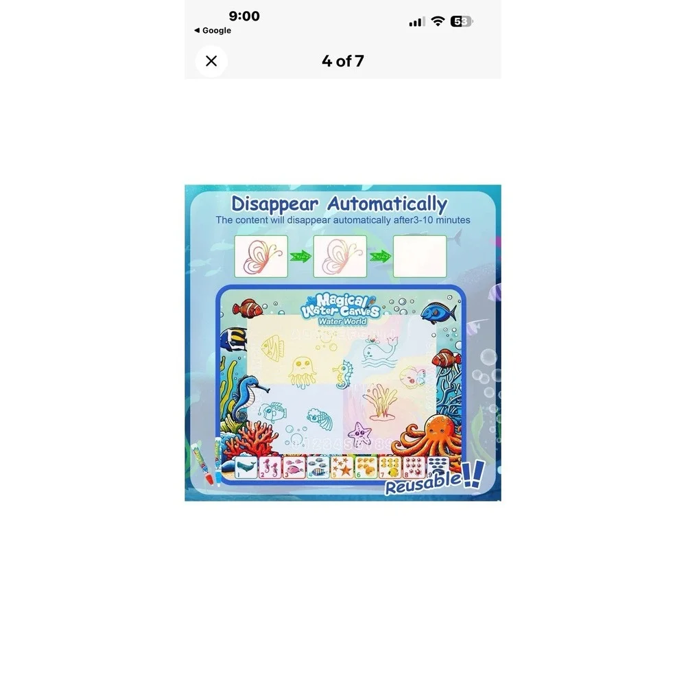 Water Doodle Mat,Kids Painting Mat, Toddlers Drawing Writing Toys,Reusable Co...